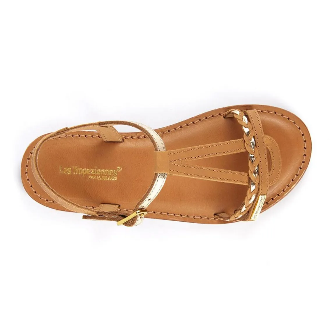 Sandale Enfant Badou Camel/Or - Les Tropéziennes en cuir | 3 Suisses