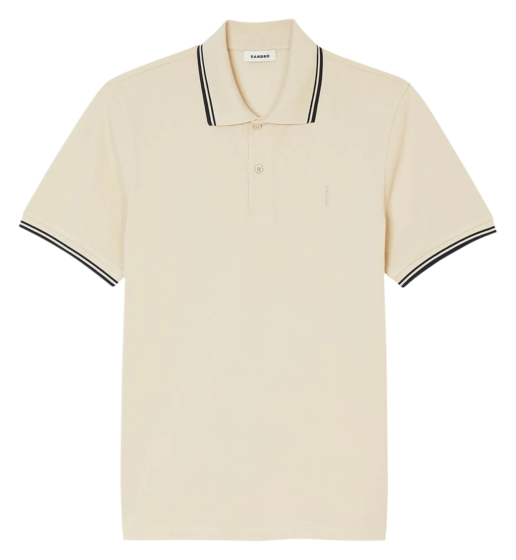 SANDRO  Polo droit manches courte en coton - Beige