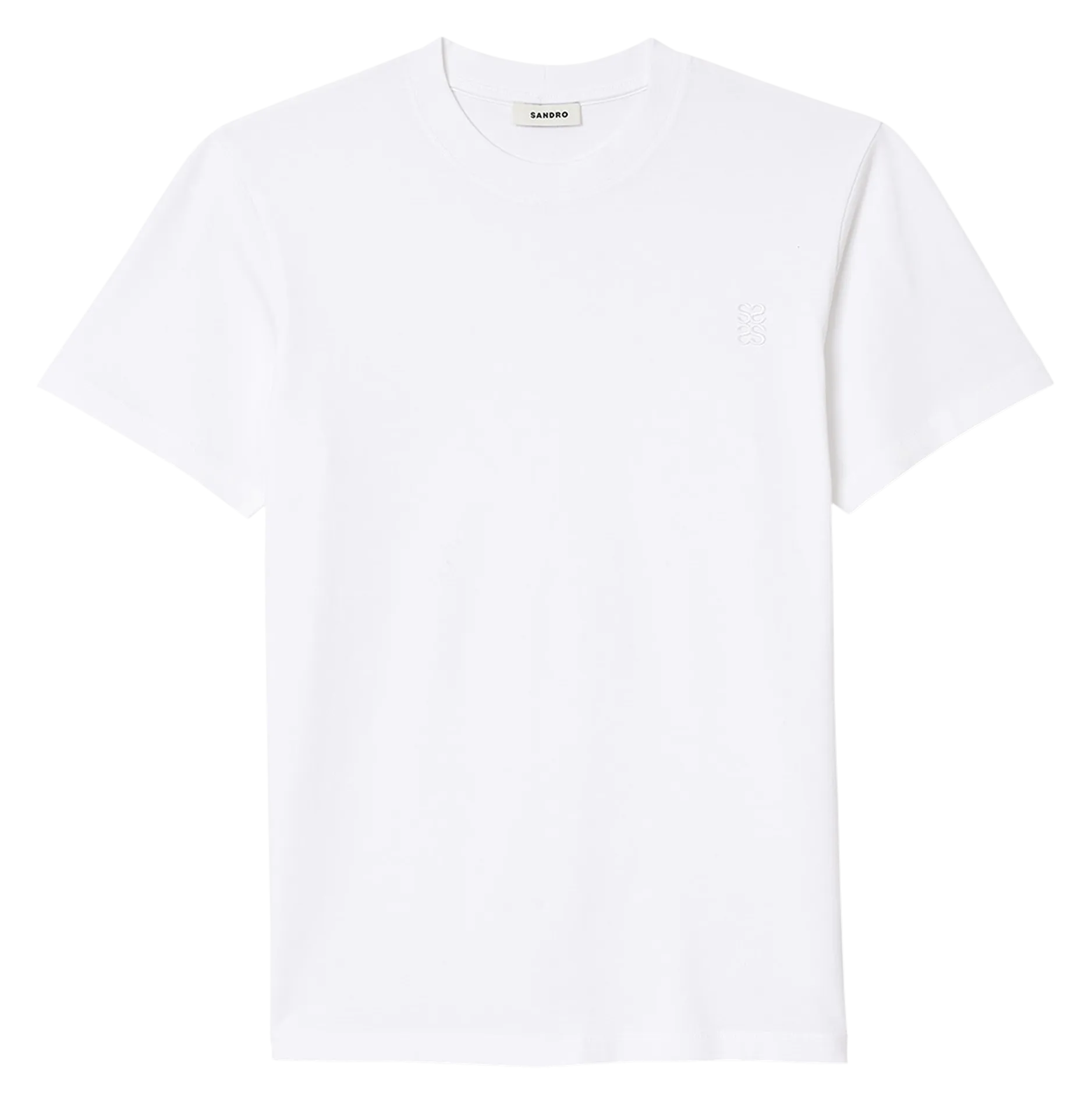 SANDRO  Tee-shirt col rond en coton - Blanc