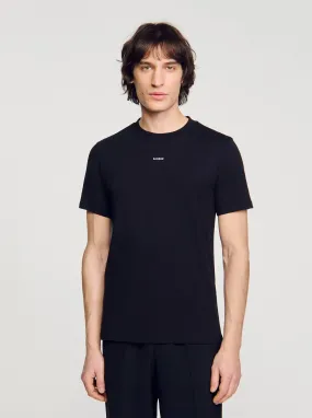 SANDRO  Tee-shirt droit col rond en coton - Noir