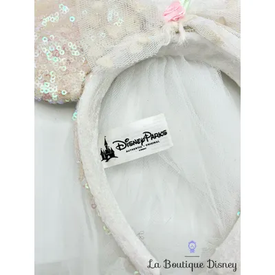 Serre tête Oreilles Minnie Mouse Mariée Disney Parks Disneyland Ears sequins blanc voile mariage