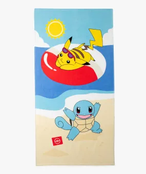 serviette de bain pikachu et carapuce - pokemon multicolore