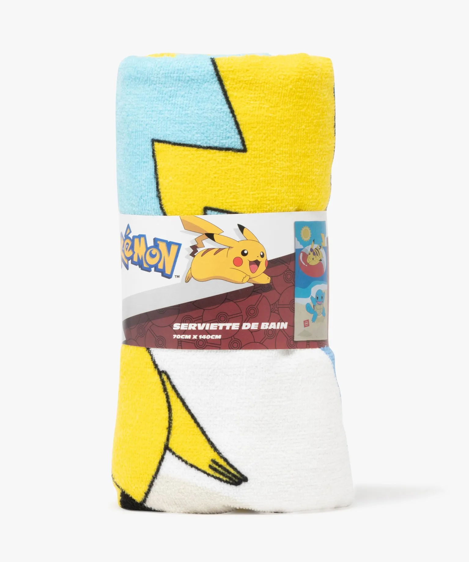 serviette de bain pikachu et carapuce - pokemon multicolore