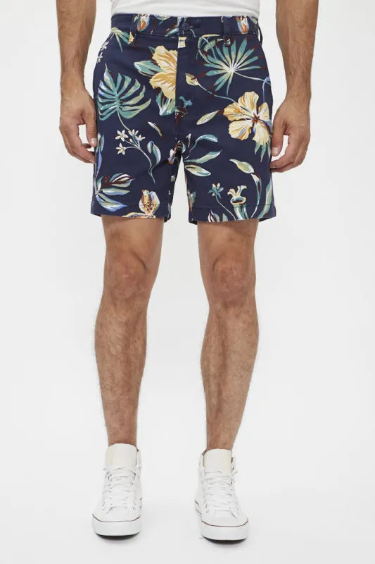 Short chino Authentic bleu imprimé tropical