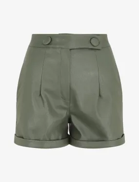 Short en simili à revers - Kaki