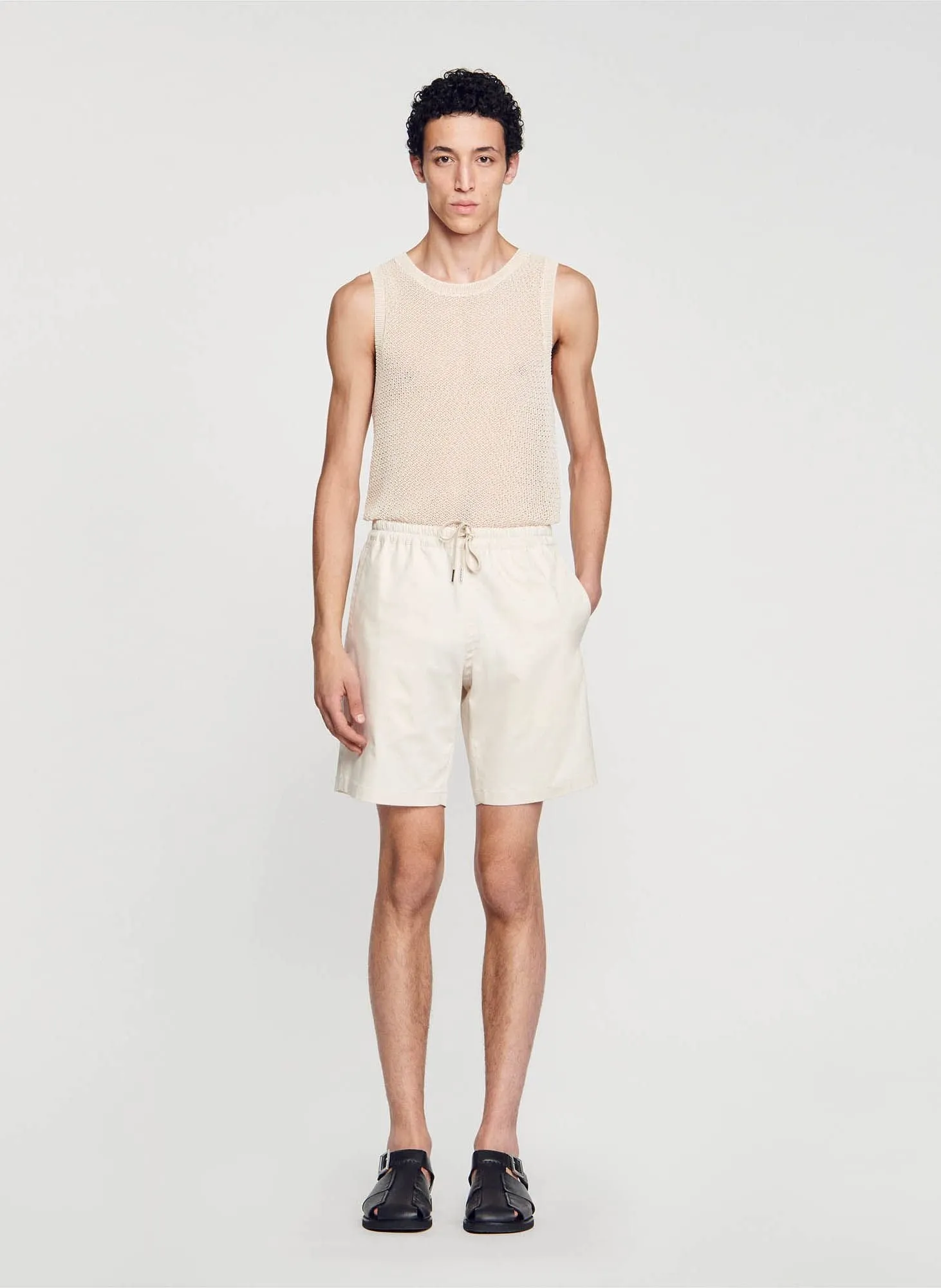 SHORT REGULAR-FIT EN COTON MéLANGé - SANDRO pour HOMME | Printemps