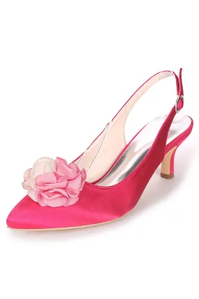 Slingback rose bonbon orné de pétales pour mariage