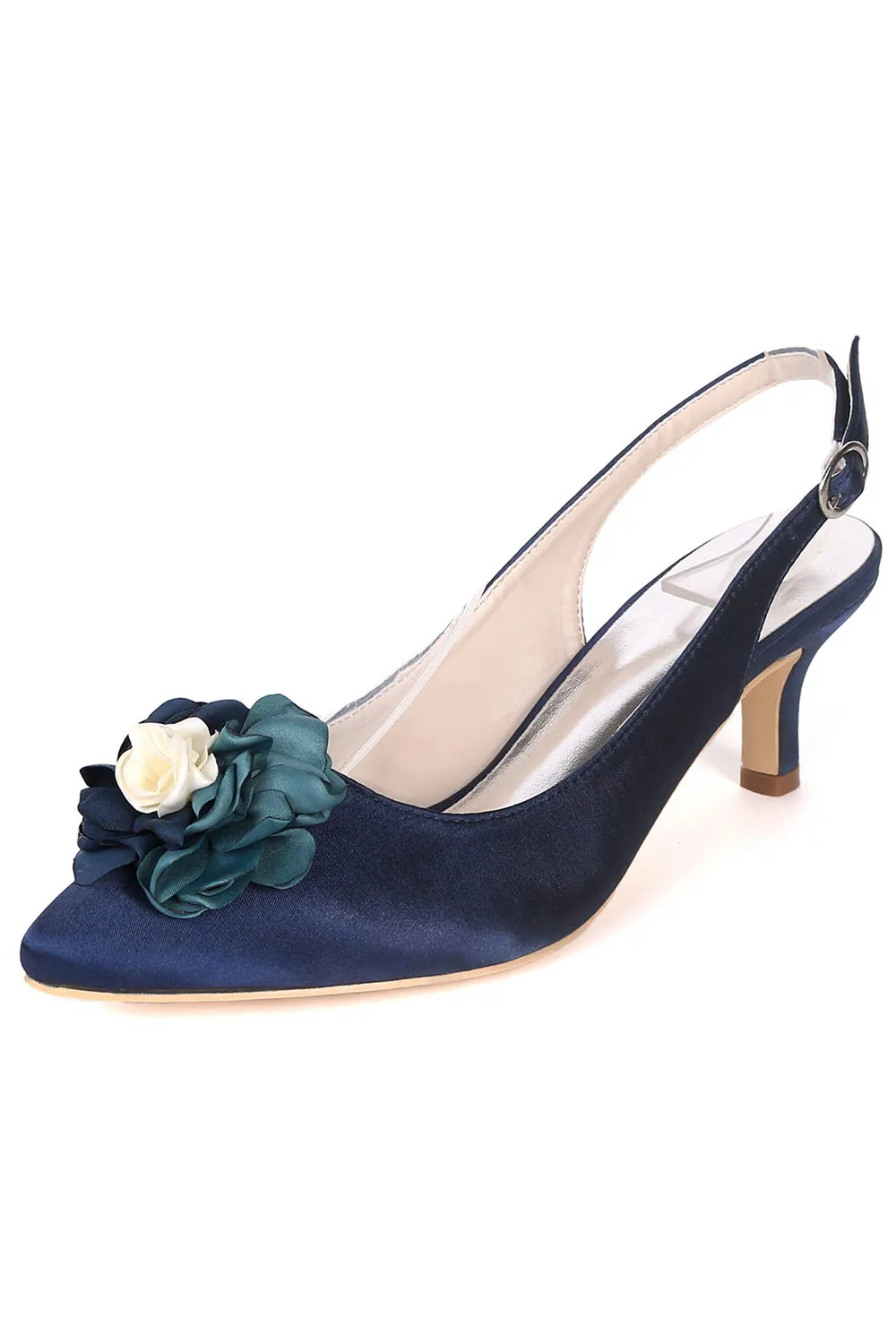 Slingback rose bonbon orné de pétales pour mariage