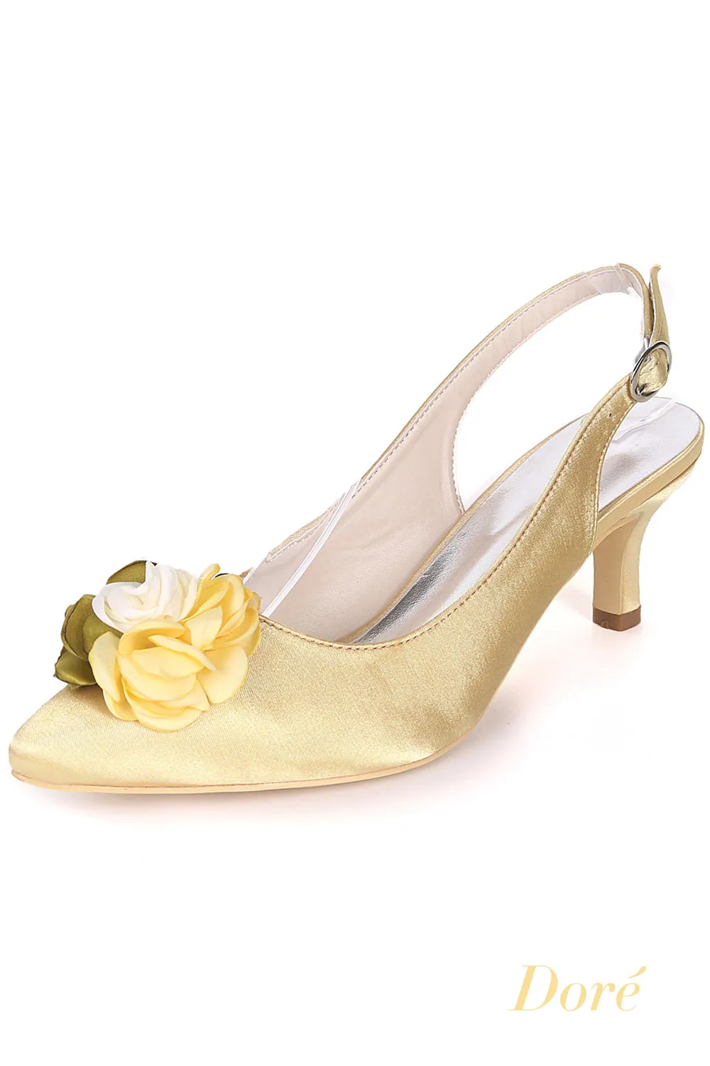 Slingback rose bonbon orné de pétales pour mariage