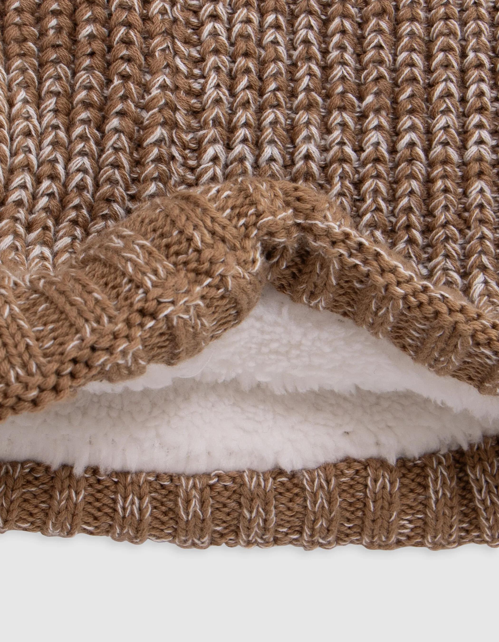 Snood camel tricot fourré pompon bébé garçon