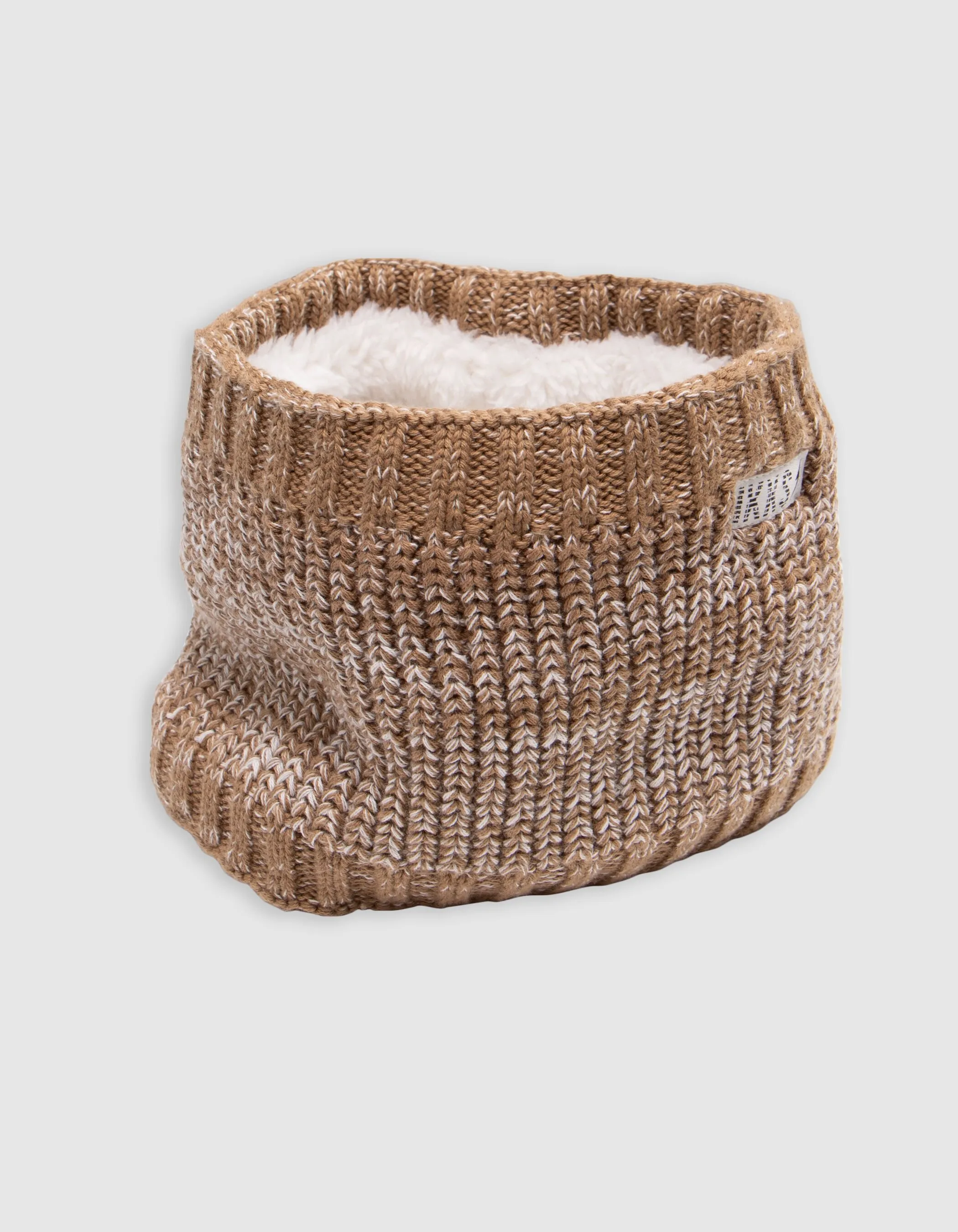 Snood camel tricot fourré pompon bébé garçon