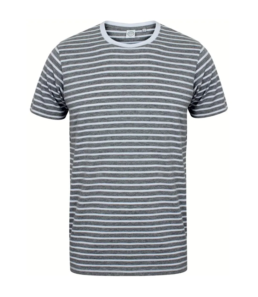 Striped t-shirt à manches courtes adulte unisexe gris chiné/blanc Skinni Fit