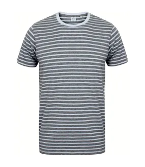 Striped t-shirt à manches courtes adulte unisexe gris chiné/blanc Skinni Fit