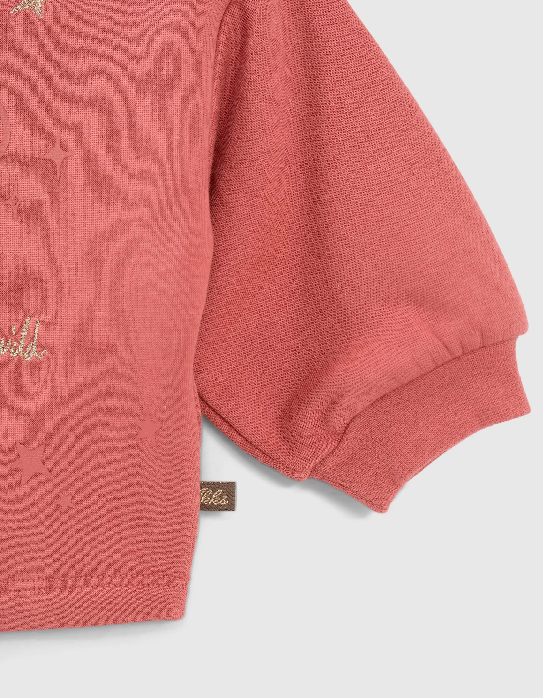 Sweat bois de rose broderies et flocages bébé fille