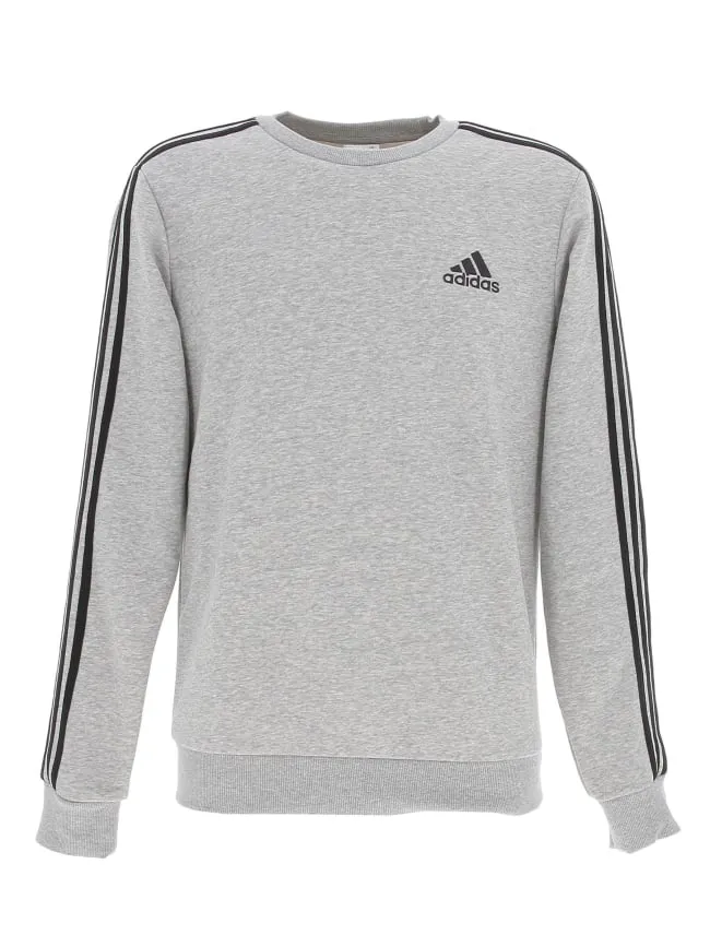 Sweat coton sport 3 bandes gris homme - Adidas | wimod