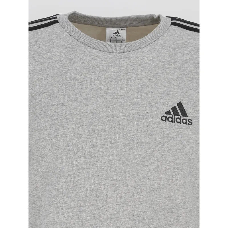 Sweat coton sport 3 bandes gris homme - Adidas | wimod