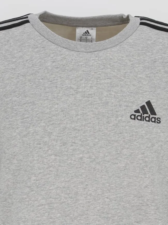 Sweat coton sport 3 bandes gris homme - Adidas | wimod