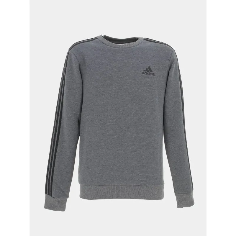 Sweat coton sport 3 bandes gris homme - Adidas | wimod