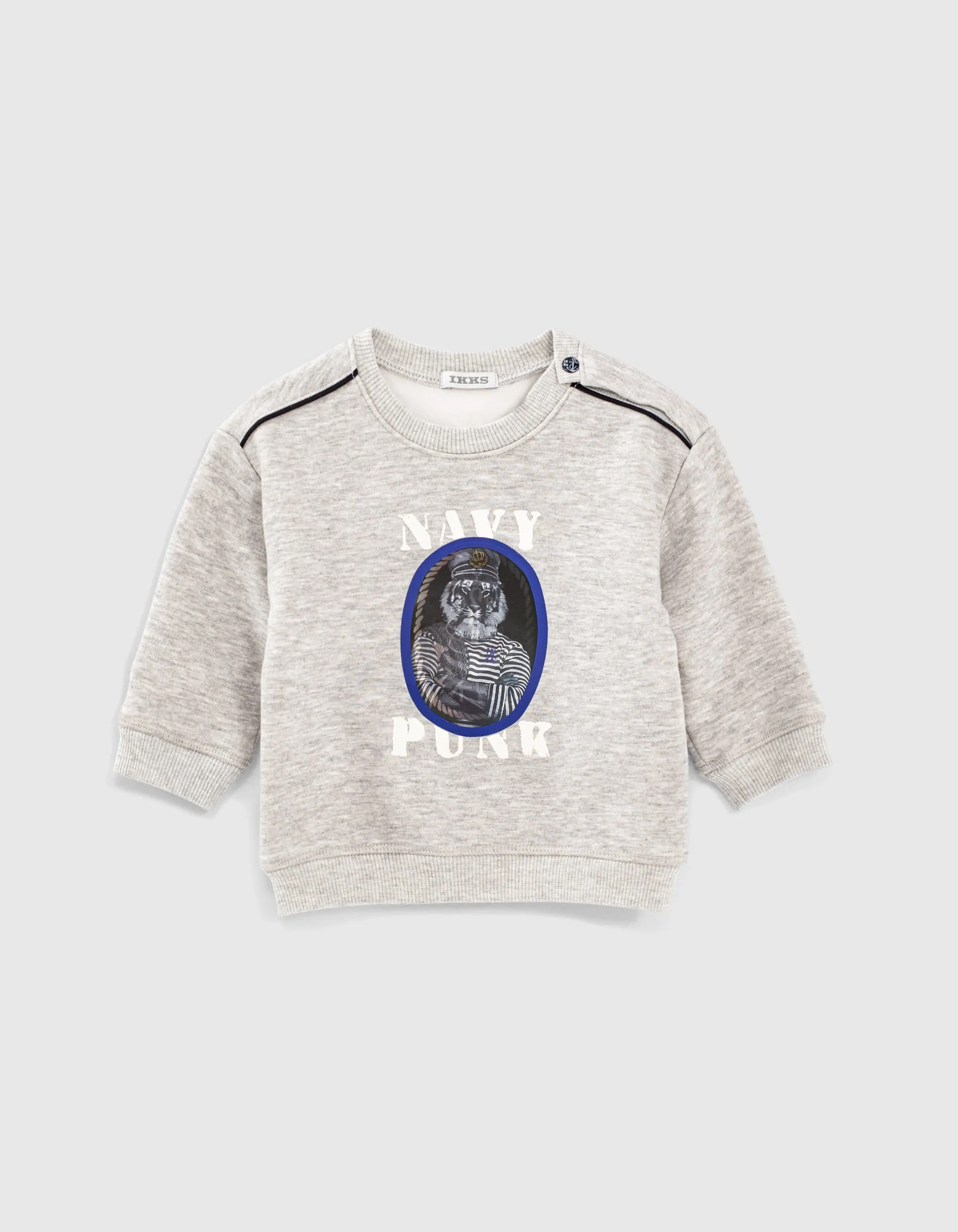 Sweat gris avec visuel lenticulaire lion-ancre bébé garçon