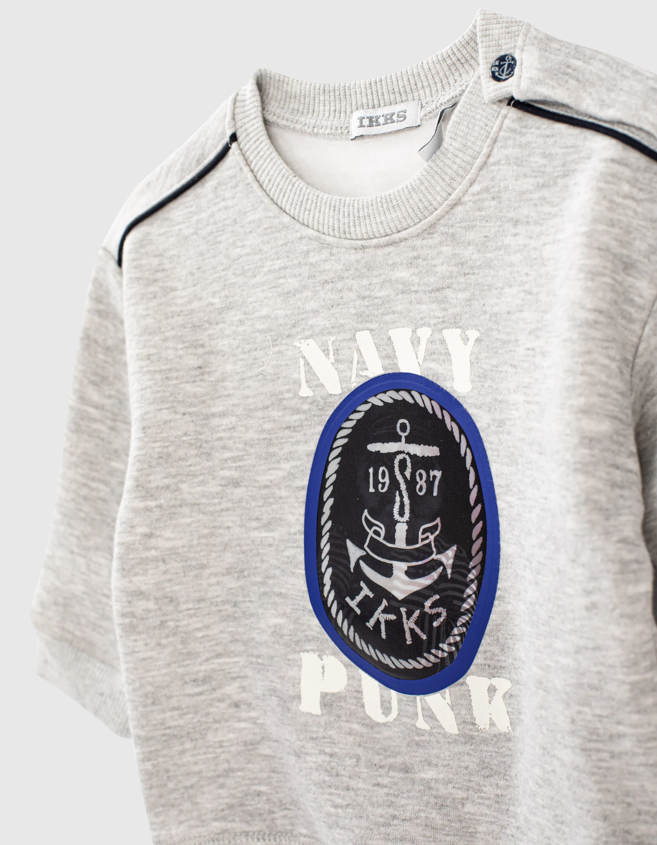 Sweat gris avec visuel lenticulaire lion-ancre bébé garçon