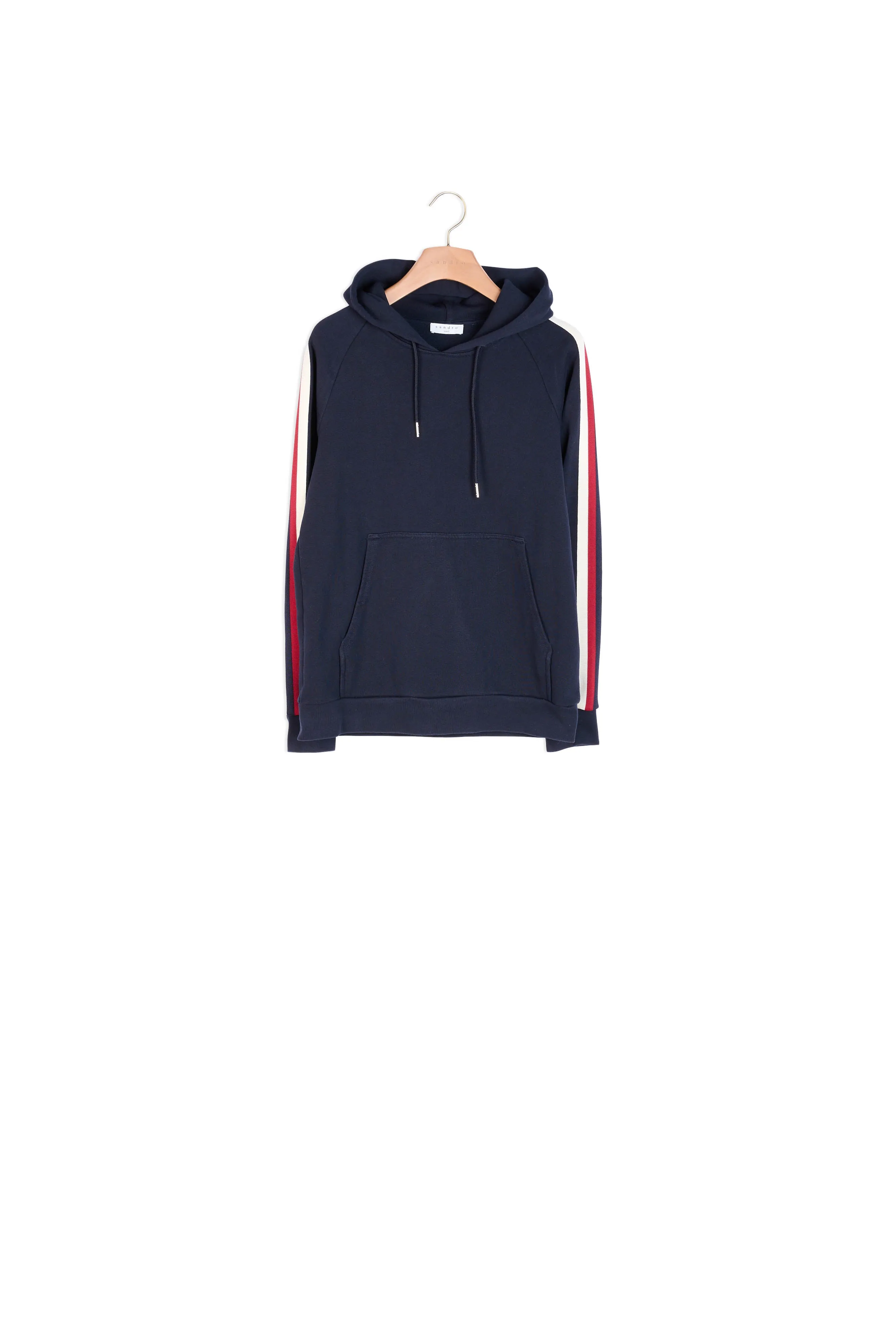 Sweat hoddie orné de galon tricolore