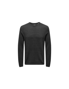 Sweat Only & Sons Reg 12 Struc Gris foncé Mélange Homme