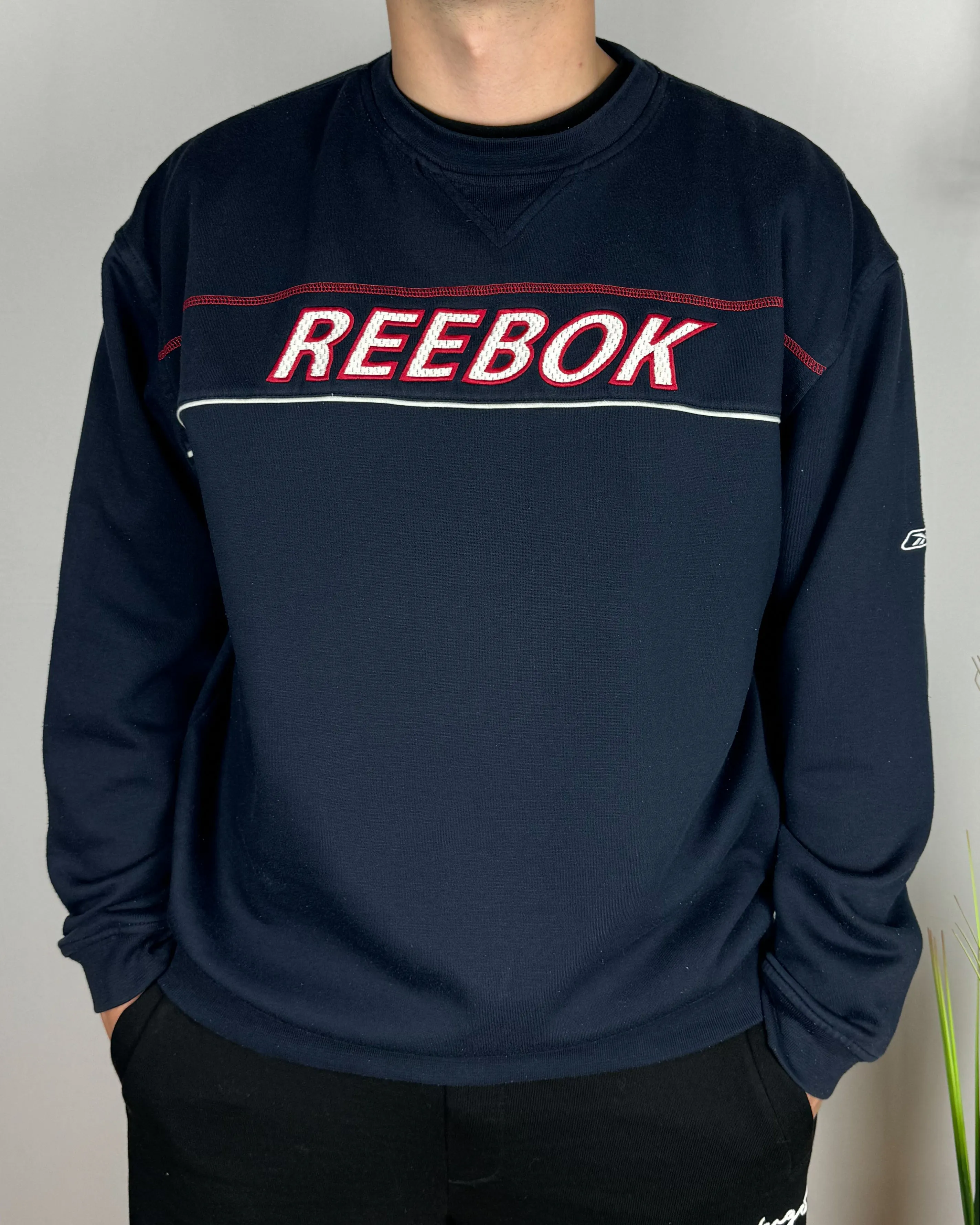 Sweat vintage bleu marine Reebok (XL) Unisex