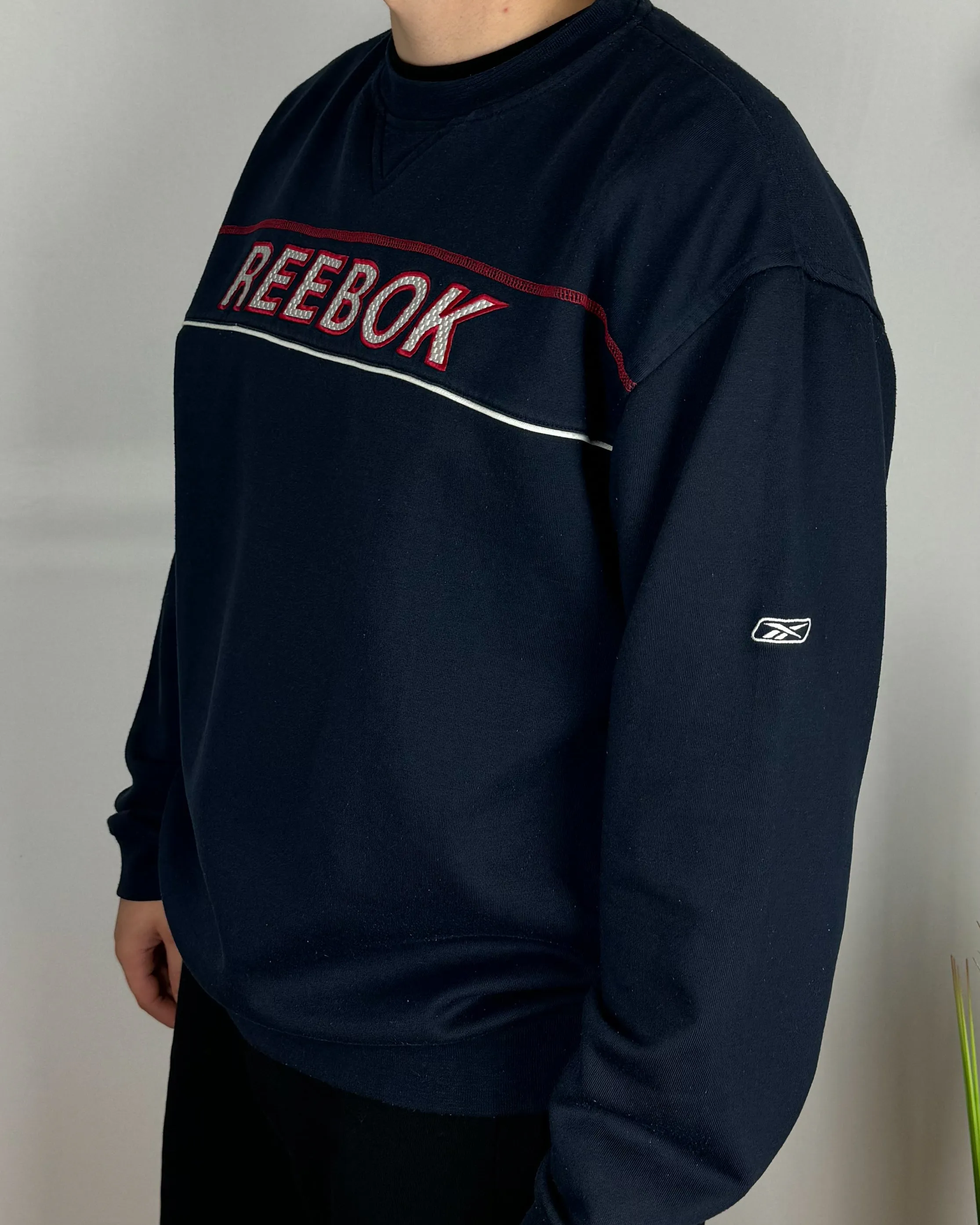 Sweat vintage bleu marine Reebok (XL) Unisex