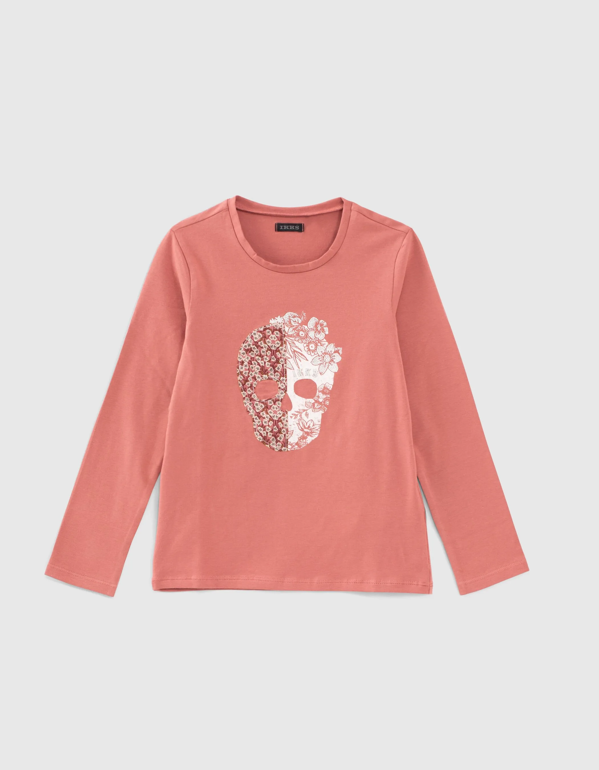 T-shirt bois de rose coton bio visuel tête de mort fille