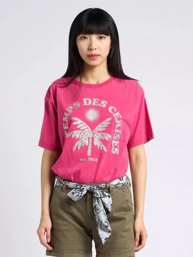 T-shirt cassio strass rose femme - Le Temps Des Cerises | wimod