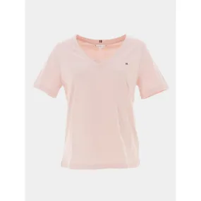 T-shirt col v regular rose femme - Tommy Hilfiger | wimod