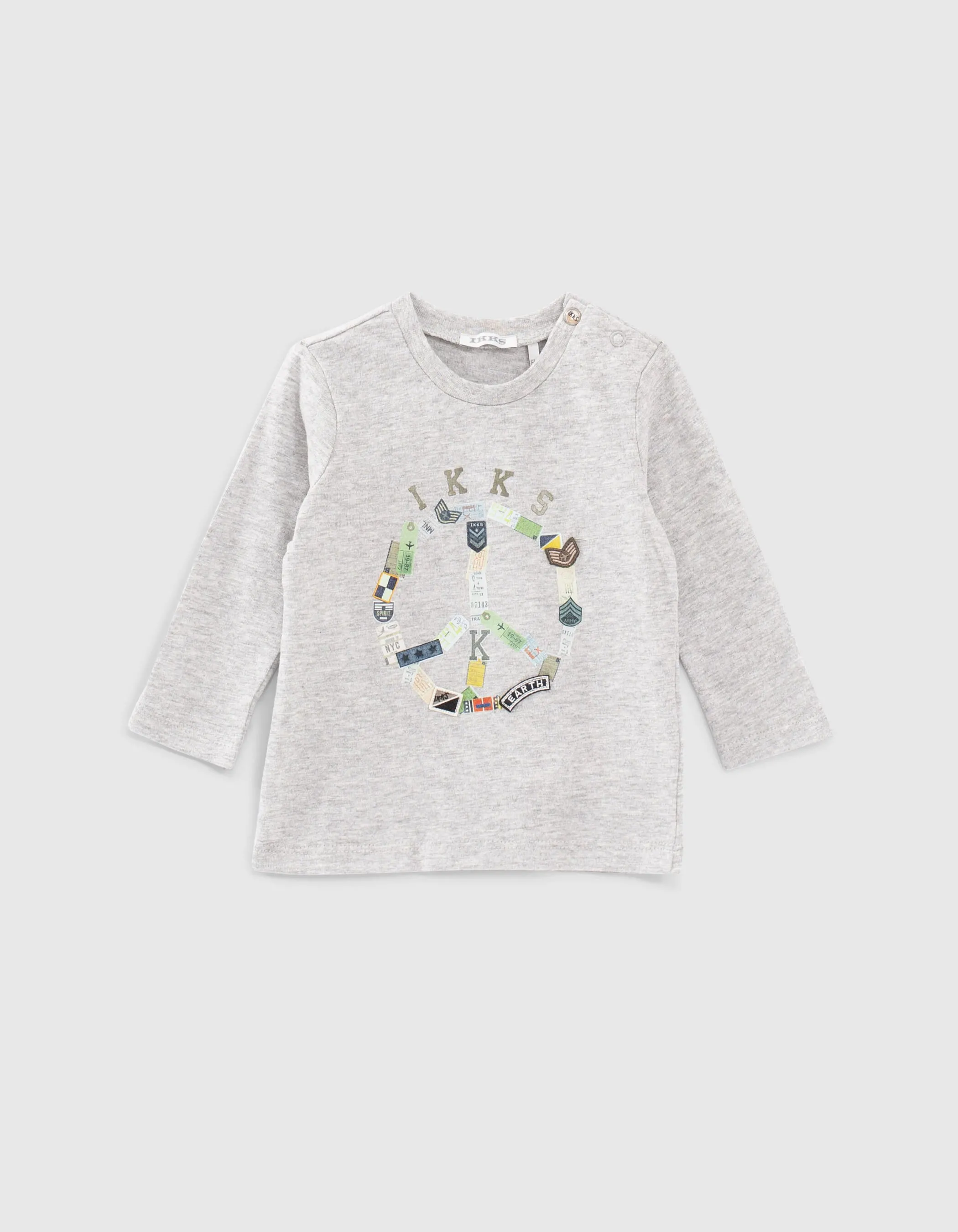 T-shirt gris avec visuels et badges aviateurs bébé garçon 