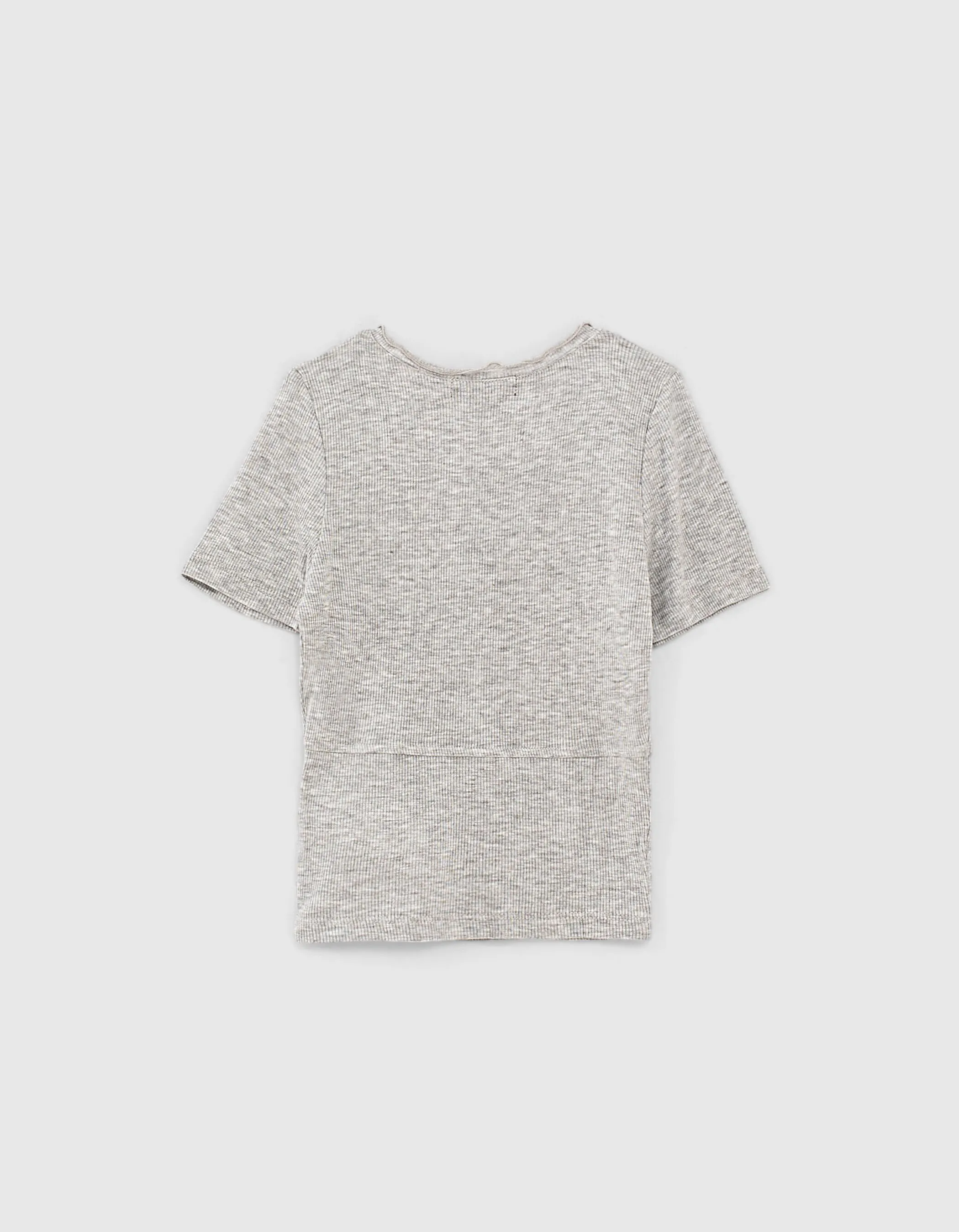 T-shirt gris côtelé cropped fille