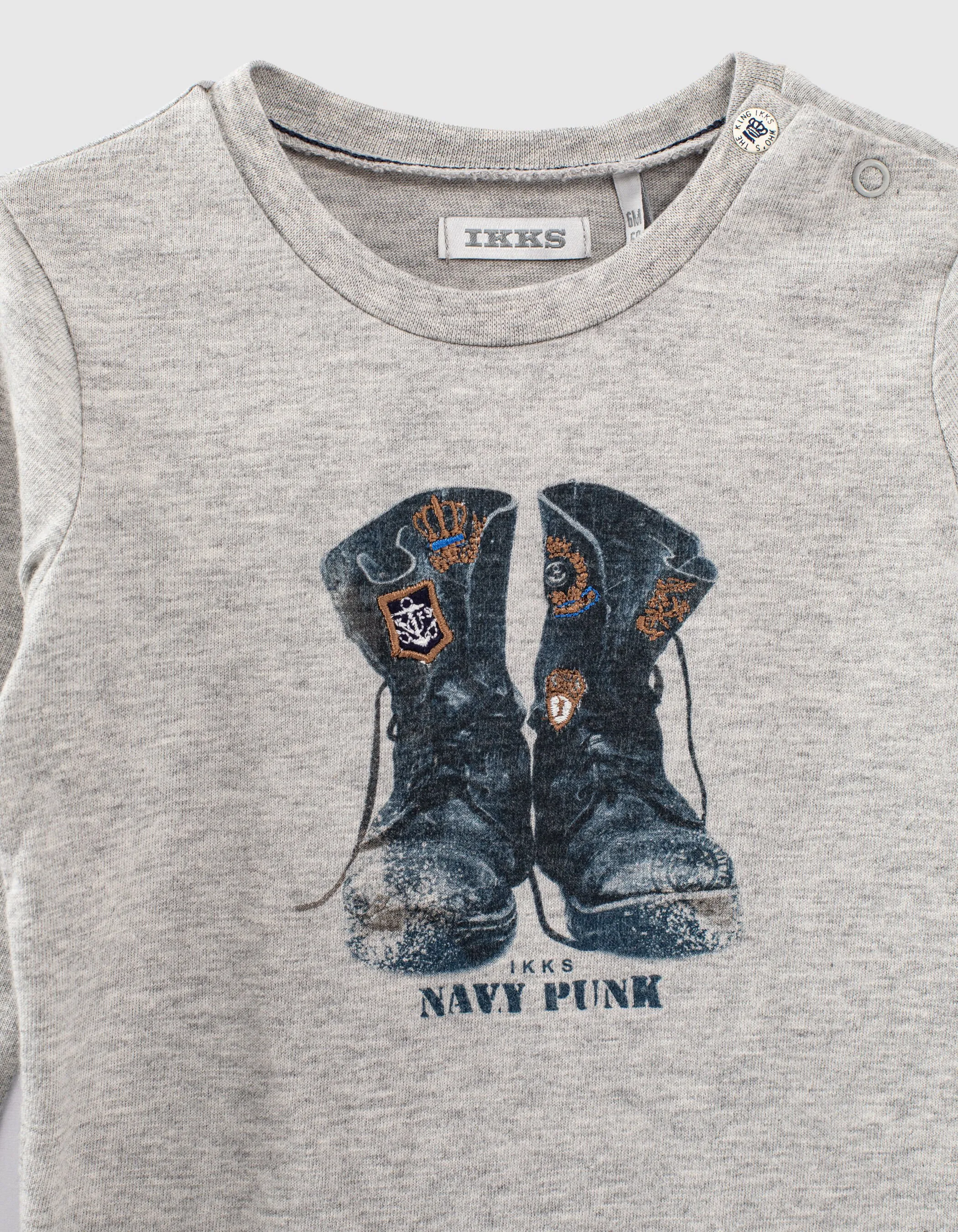 T-shirt gris coton bio visuel boots bébé garçon 