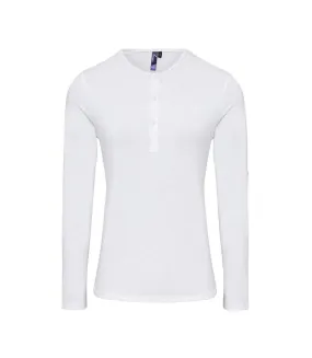 T-shirt henley manches retroussables - Femme - PR318 - blanc