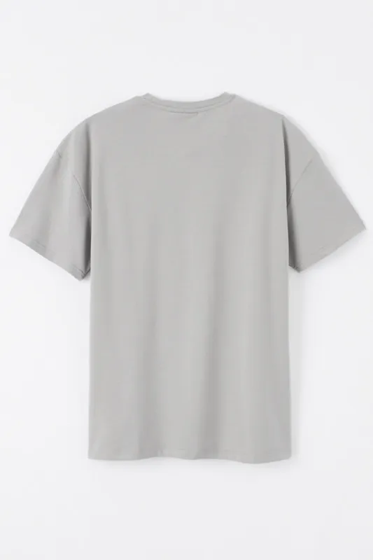 T-shirt loose gris à poche