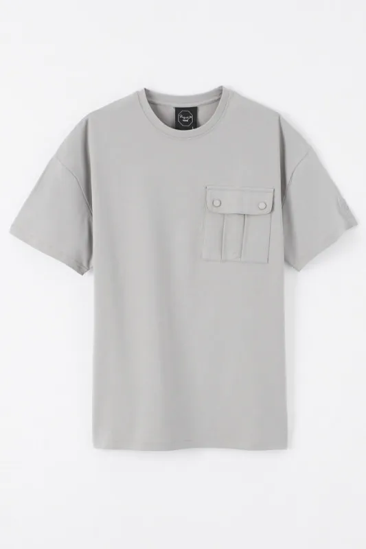 T-shirt loose gris à poche