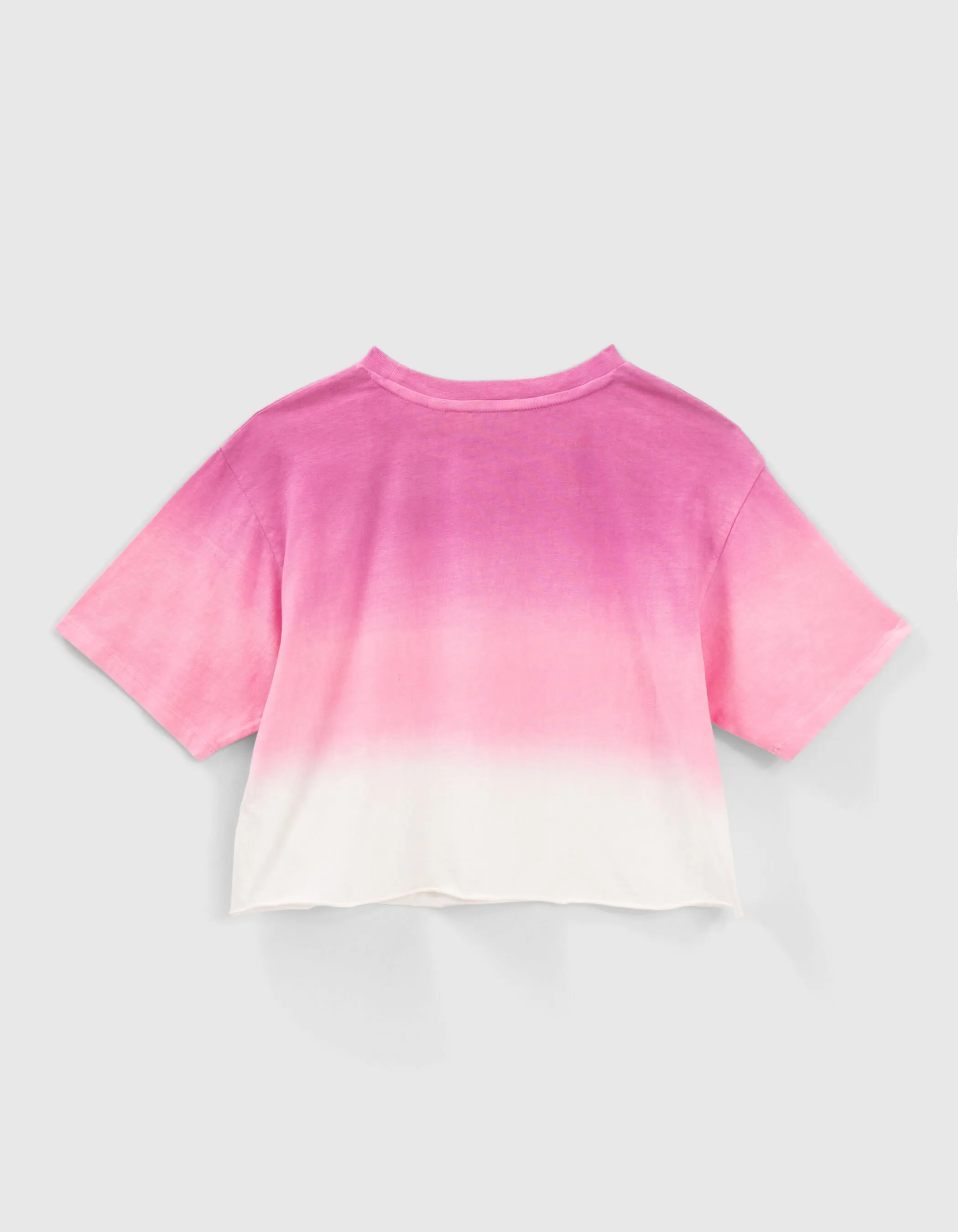 T-shirt rose effet deep dye et message fille