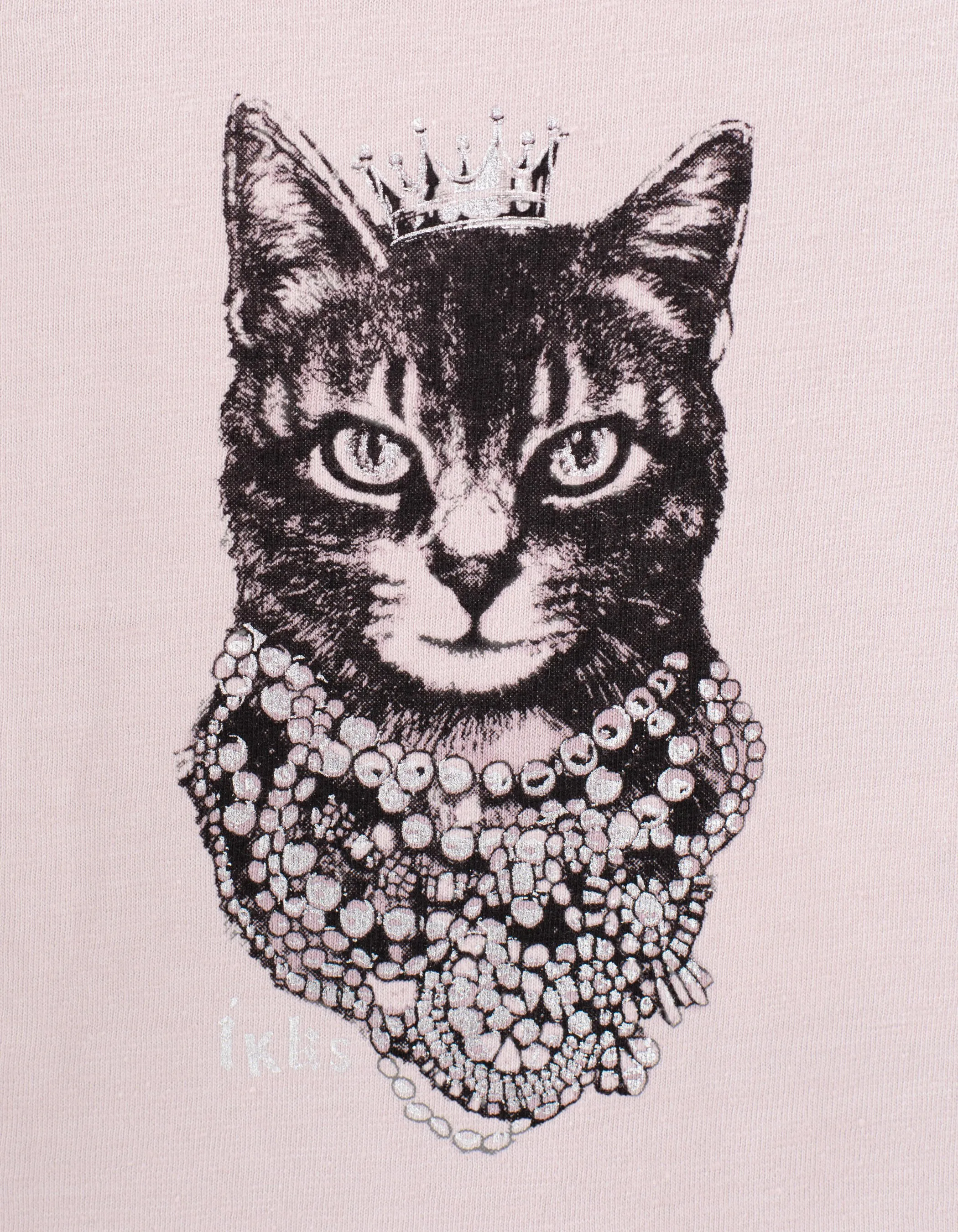 T-shirt rose poudré visuel chat-couronne bébé fille