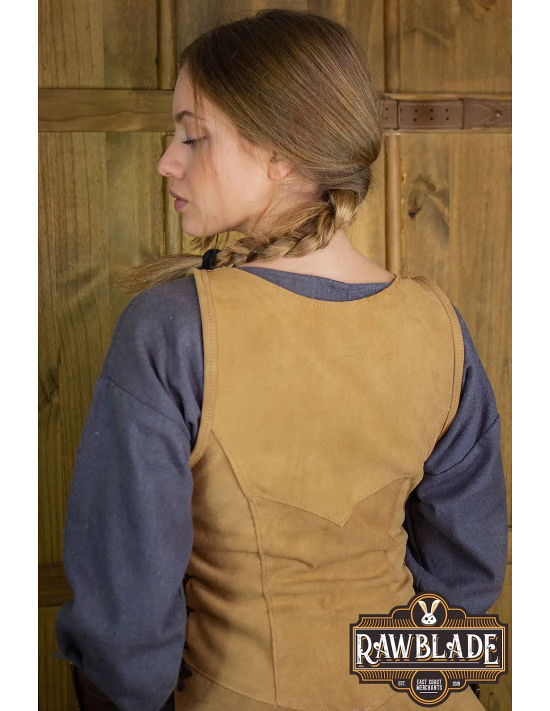 Tabard Croisé Médiéval pour Femme - Marron Clair et Rouge ⚔️ Boutique Épées