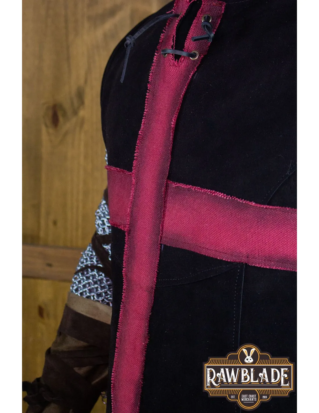 Tabard Médiéval Croisé - Noir et Rouge ⚔️ Boutique Épées