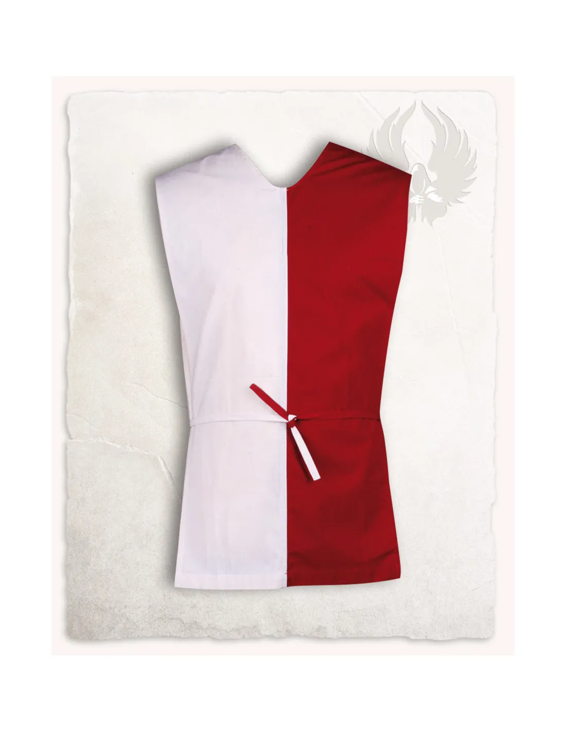 Tabard médiéval pour enfant modèle Félix, rouge-crème ⚔️ Boutique Épées