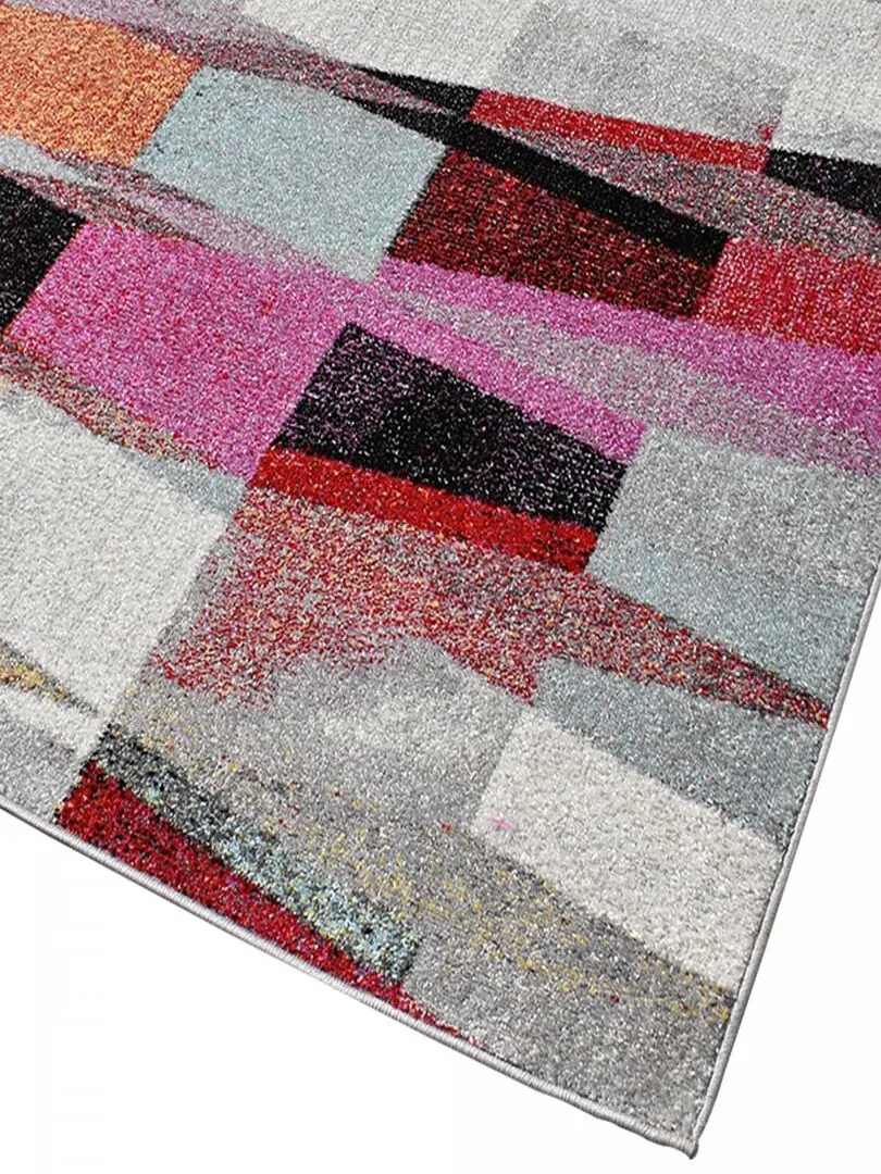 Tapis salon ELYZA en polypropylène doux et soyeux OEKO TEX® - Multicolore