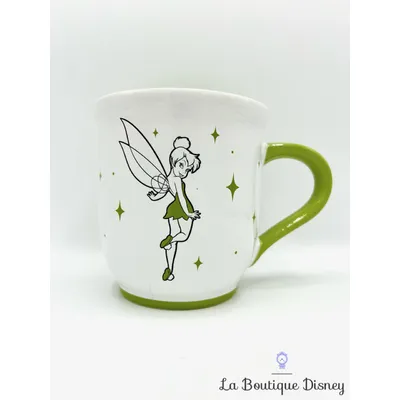 Tasse Fée Clochette Tink Disney Store 2014 mug Peter Pan vert blanc étoiles