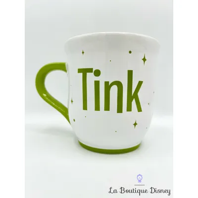 Tasse Fée Clochette Tink Disney Store 2014 mug Peter Pan vert blanc étoiles