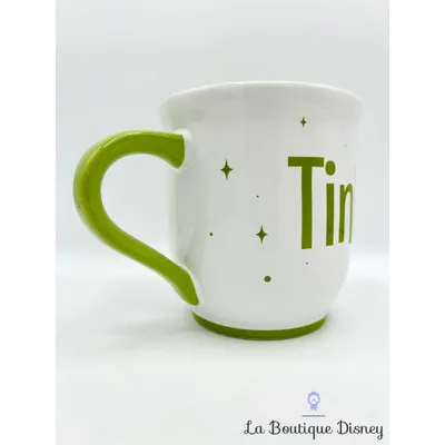 Tasse Fée Clochette Tink Disney Store 2014 mug Peter Pan vert blanc étoiles