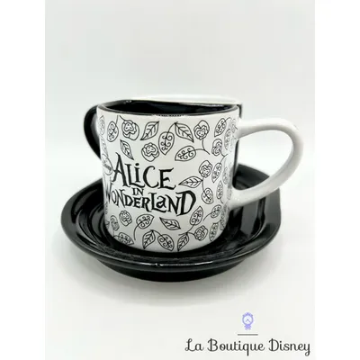 Tasses Duo Alice au pays des Merveilles Disneyland Paris mug Disney paire noir blanc Alice in Wonderland soucoupe