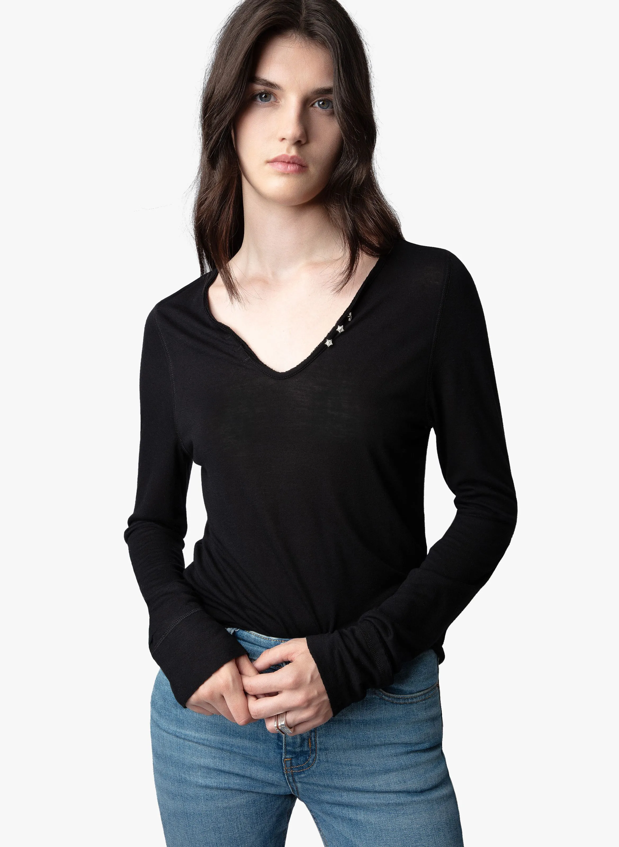 TEE-SHIRT COL TUNISIEN BOUTONNé TUNISIEN - ZADIG&VOLTAIRE pour FEMME | Printemps