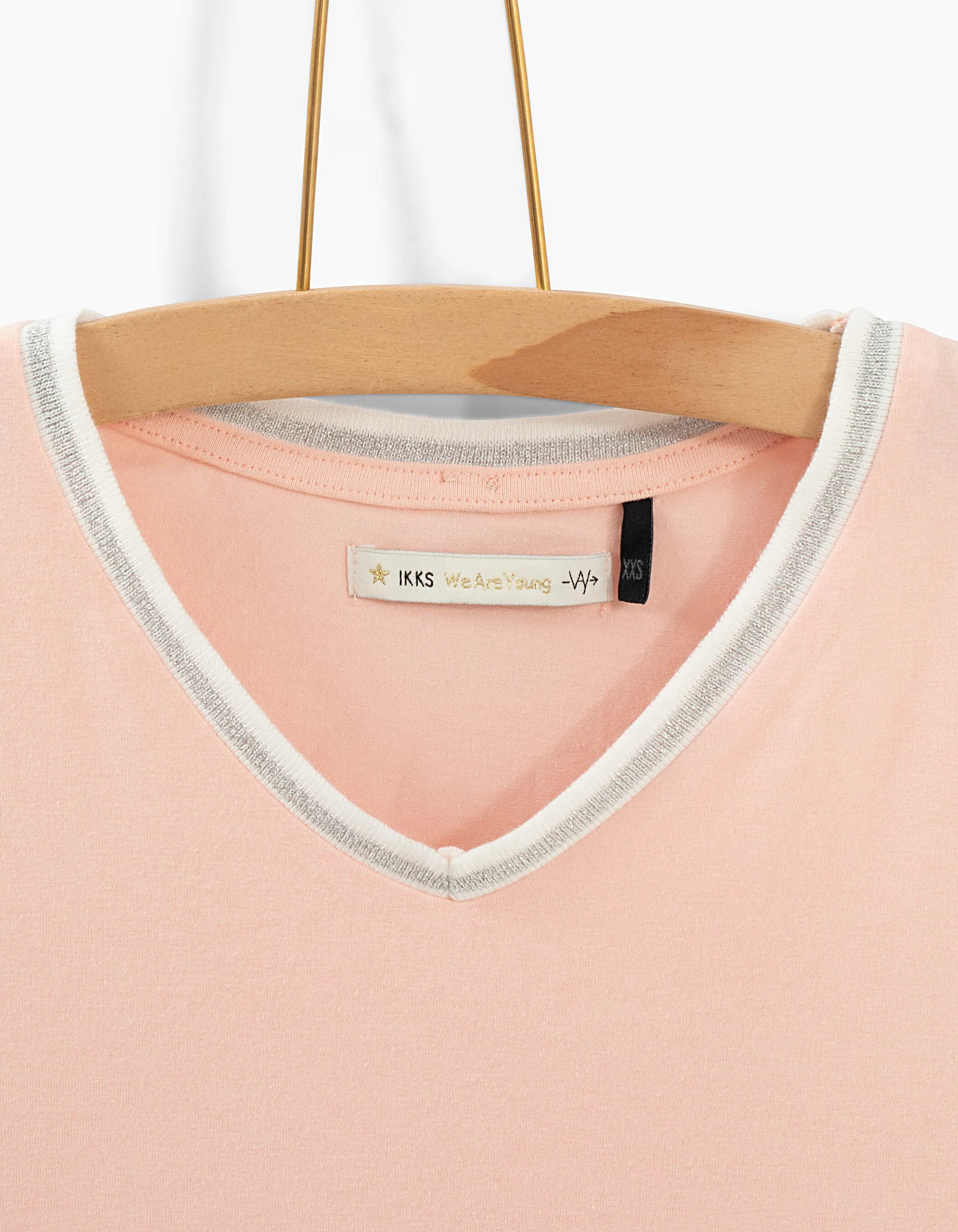 Tee-shirt cropped rose pastel à bord-côte fille