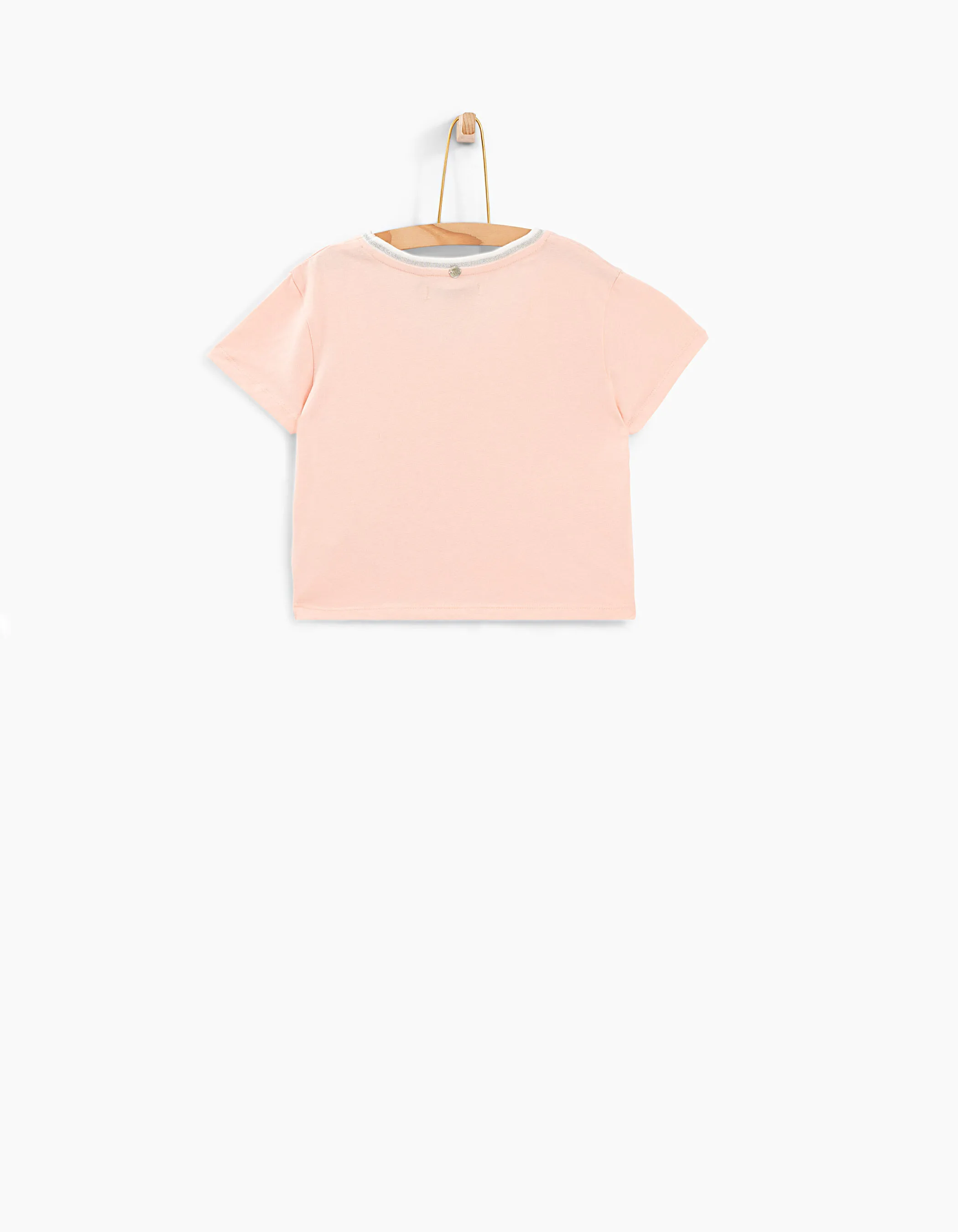 Tee-shirt cropped rose pastel à bord-côte fille